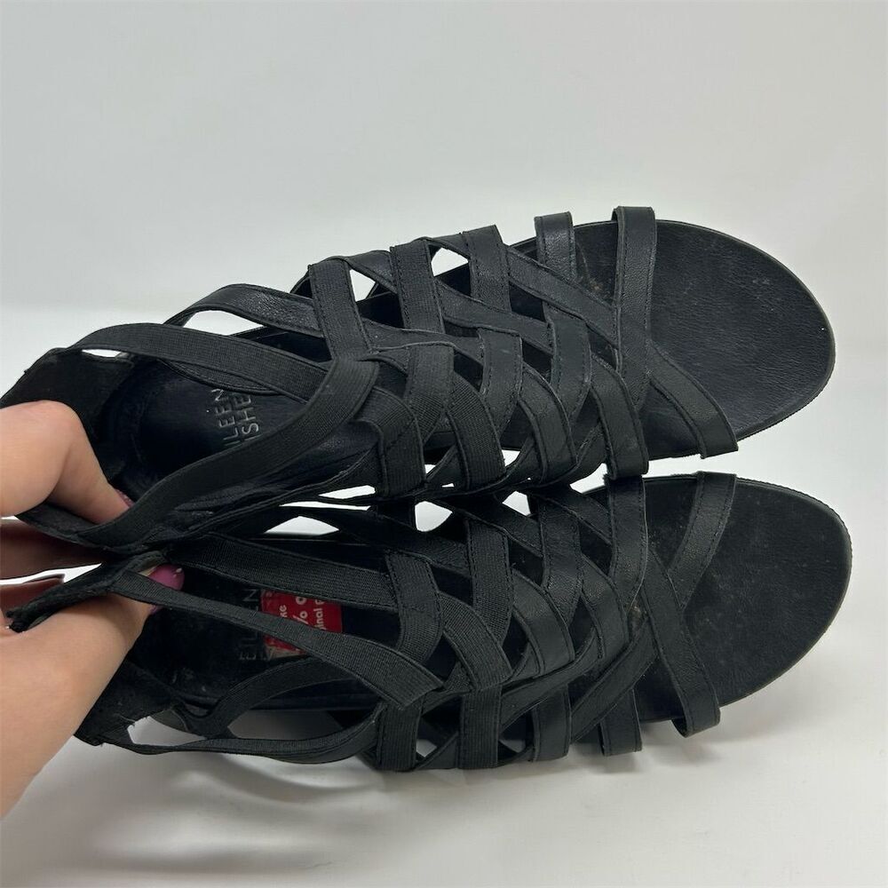 Eileen Fisher Women's Black Gladiator Sandals Size 7 Summer Casual Back Zipper - Picture 10 of 11